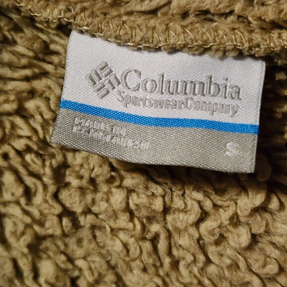 Women's Small Columbia Tan Fuzzy Fleece Full Zip Jacket - Picture 7 of 12